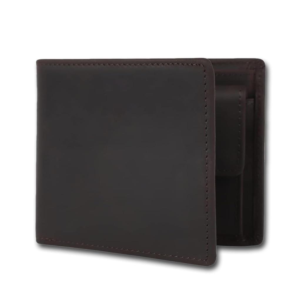 Kameto Bag Manufacturing Bifold Genuine Slim Design the Change Over Large Leather Coin Card Mini Dark Brown Leather Co., Ltd. Men's Wallet, Leather,