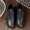 2025 Spring/Autumn Men's Black Casual Soft Leather Sneakers