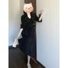 Light and Mature Style Doll Collar Black Dress for Women's Spring and Summer Women's New Waist and Thin Temperament Super Fire Dress