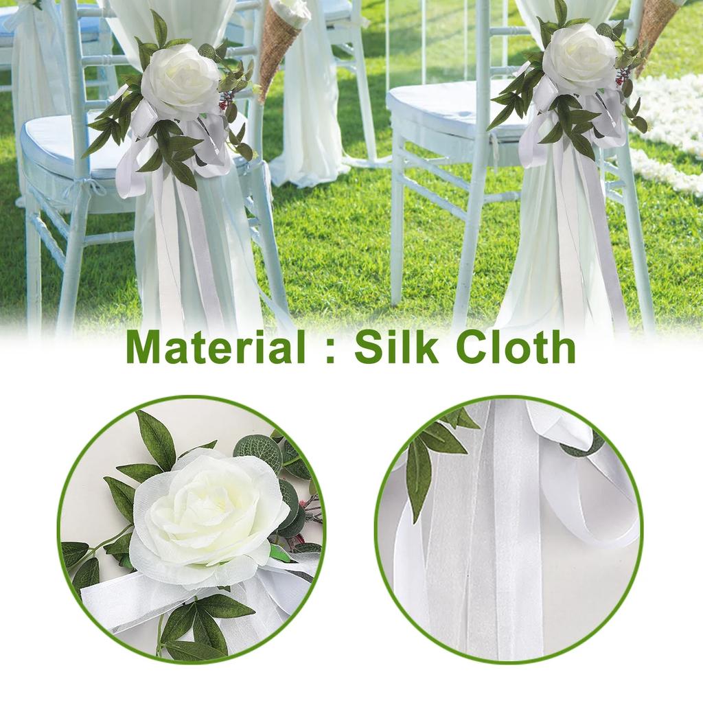 Forest Chair Back Flower Banquet Decoration Wedding Celebration Aisle Pew Flowers Floral Arrangement Silk Cloth Floral Plant