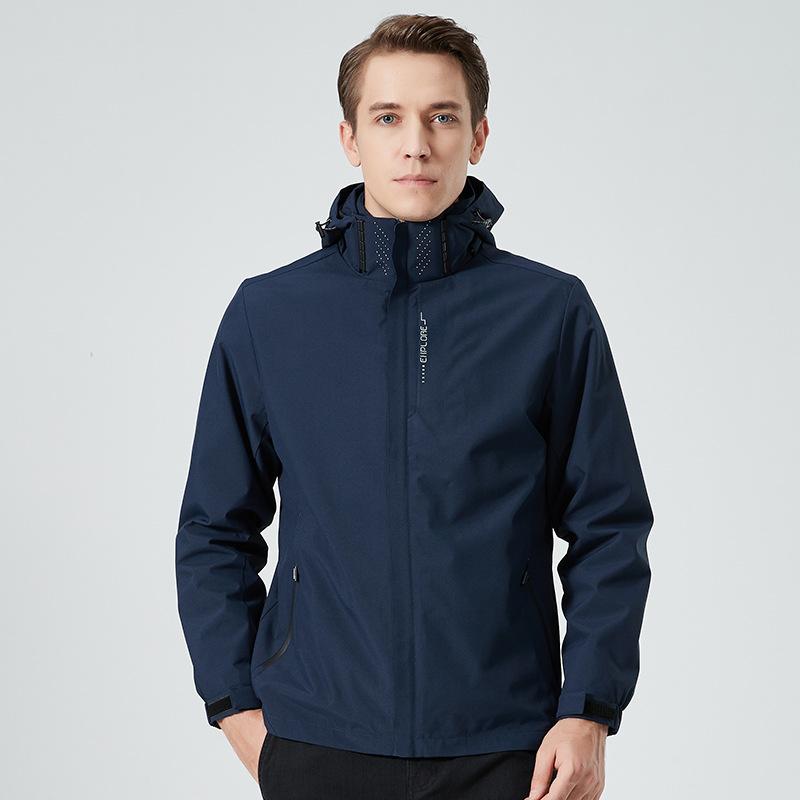 Autumn and Winter Solid Color Three-in-one Windproof and Waterproof Two-piece Set with Removable Fleece Liner Mountaineering Jacket