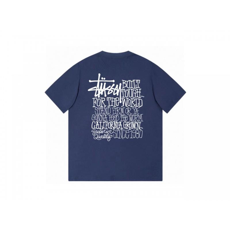 Stussy Short Sleeve T-Shirt Teens Loose Fit 270g Cotton Round Neck Casual Wear