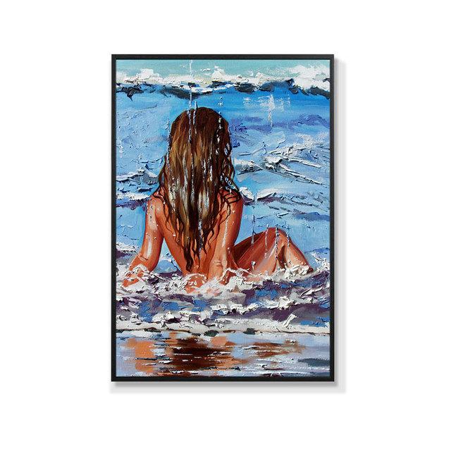 Modern Abstract Sexy Woman Posters Prints Beach Swimming Wall Art Picture Canvas Painting for Living Room Home Aesthetic Decor
