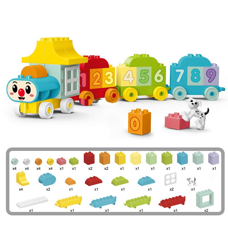Big Size Building Blocks Set Compatible Duplo Train Animals Digital Model Toddlers Educational Cars Bricks Toys Kids Gifts