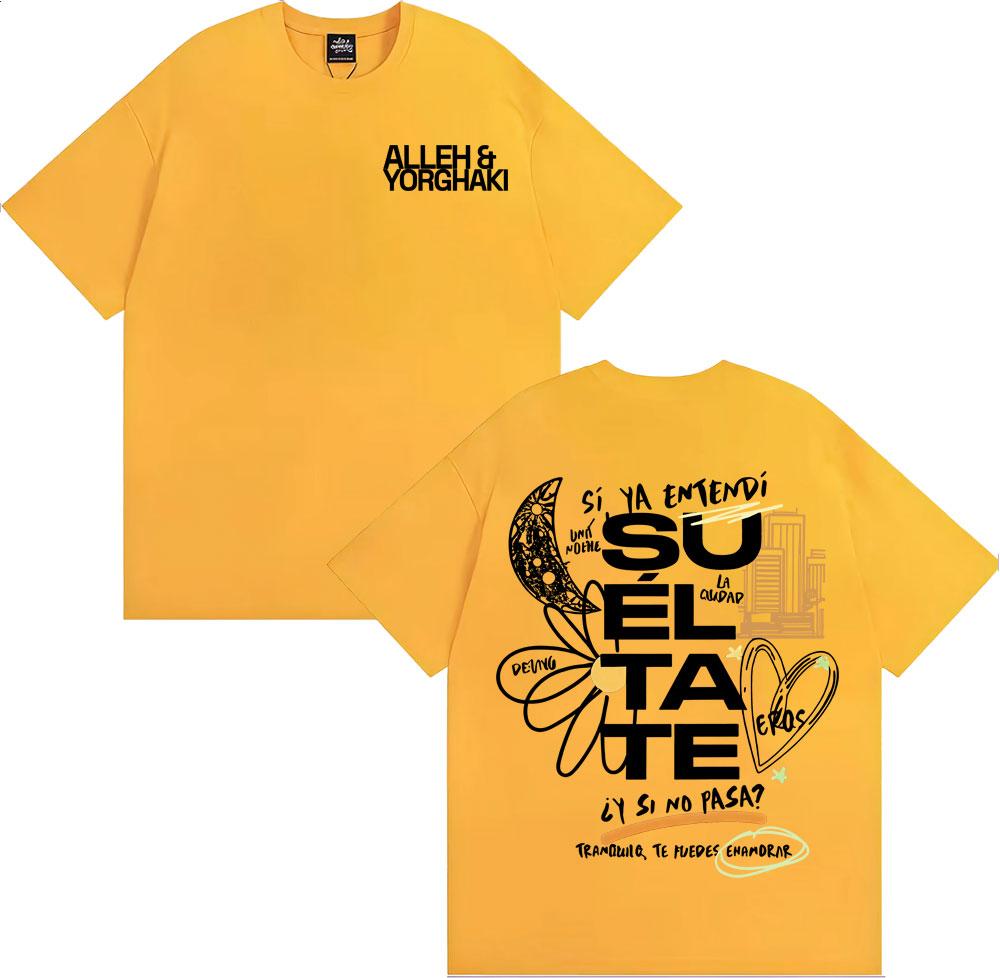 Alleh Yorghaki Su El Ta Te Letter Print Tshirts Unisex High Street Trending Oversized T Shirt Men Casual ONeck Cotton Tshirt