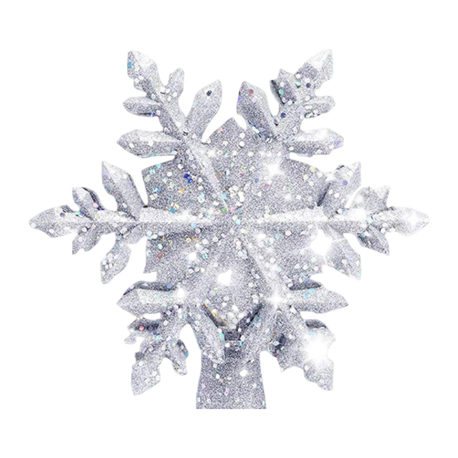 

Snowflake Tree Topper Glittered Surface with Integrated LED Lighting for Holiday Seasonal Indoor Decoration срібний