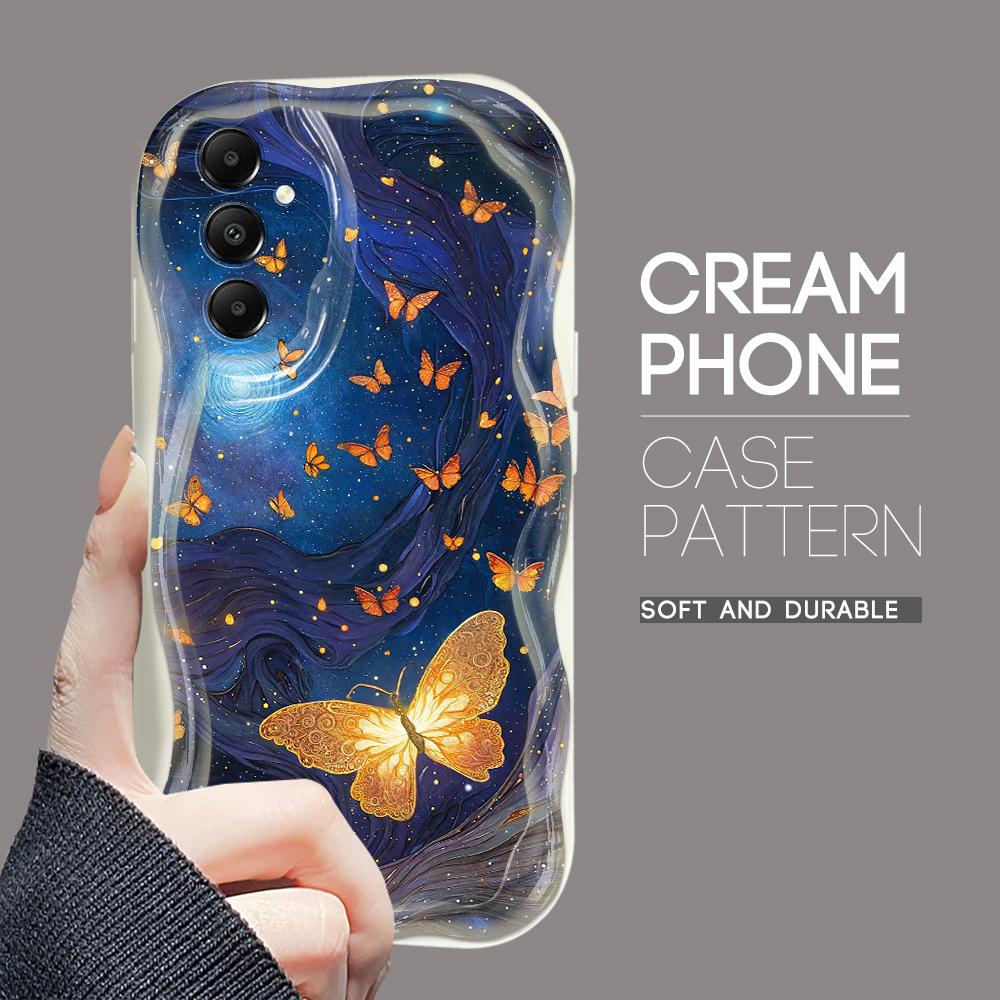 

Милый мультяшный узор, кремовая текстура, мягкий силиконовый чехол с волнистыми краями, чехол для телефона Samsung Samsung A12 белый