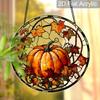 2D Flat Acrylic Autumn Pumpkin Maple Leaf Suncatcher Decorative Hanging Ornament, 7.87/11.81inches Fall Season Window Hanging Pendant, Holiday Autumn