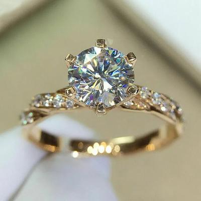 Huitan Luxury Women Wedding Rings with Sparkling Cubic Zirconia Gold Color Proposal Engagement Rings for Lover Fashion Jewelry