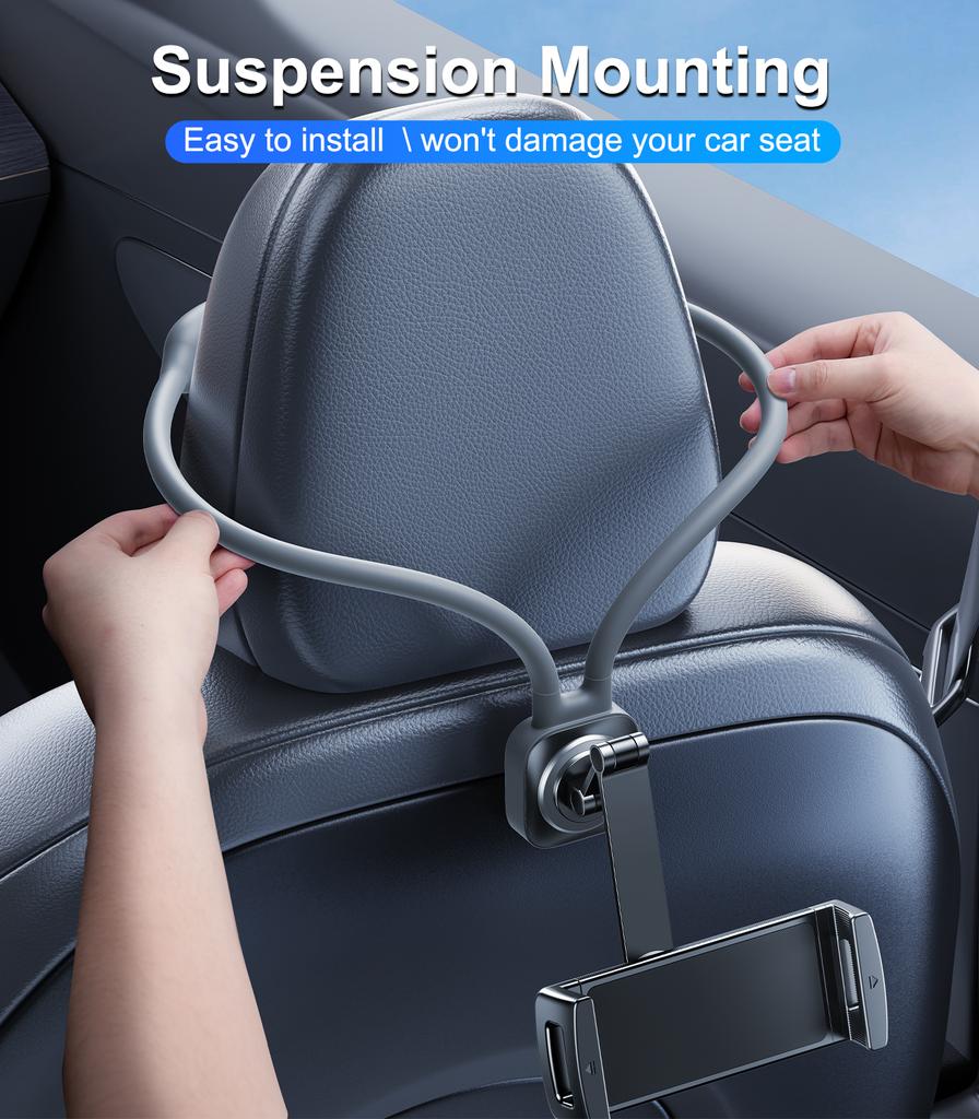 Oatsbasf Car Headrest Tablet Holder 360° Rotatable Flexible Phone Tablet Stand for Sports Seat Universal for 4.7-12.9" Device