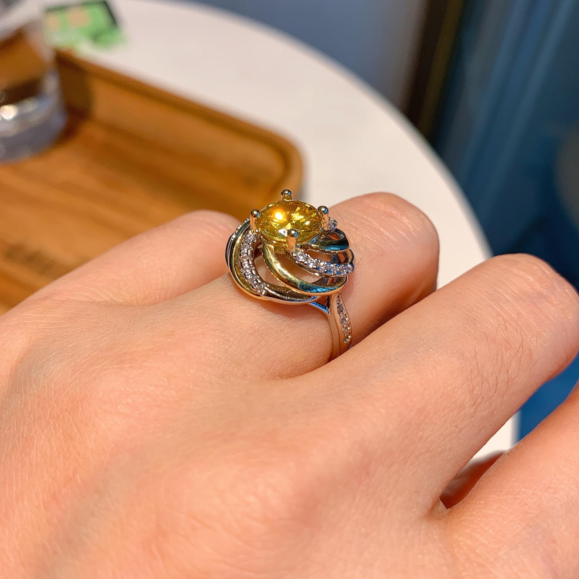 

Ювелирные изделия Муассанит кольцо ретро роскошь искусственный цветной сокровище кольцо цветок сапфир кольцо золотистый