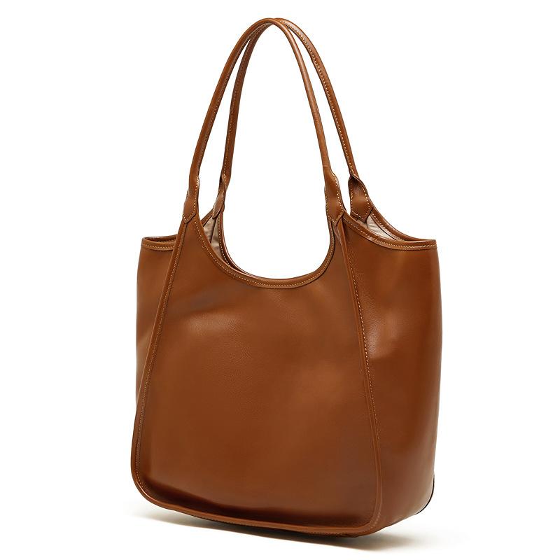 New Top Layer Cowhide Crossbody Bag, Vegetable Tanned Leather Women's Bag, Large Capacity Shoulder Bag, Commuting Shopping Bag, Armpit Bag