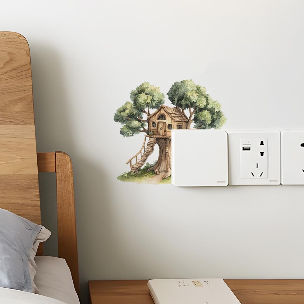 The Cozy Log Cabin Bedroom Living Room and Entrance Hall Switch Are Pasted with Home Beautification Wall Stickers
