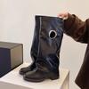 Fashion Vintage Block Heel Trouser Boots Thick Leg Thigh Boots Plus Size Boots for Women