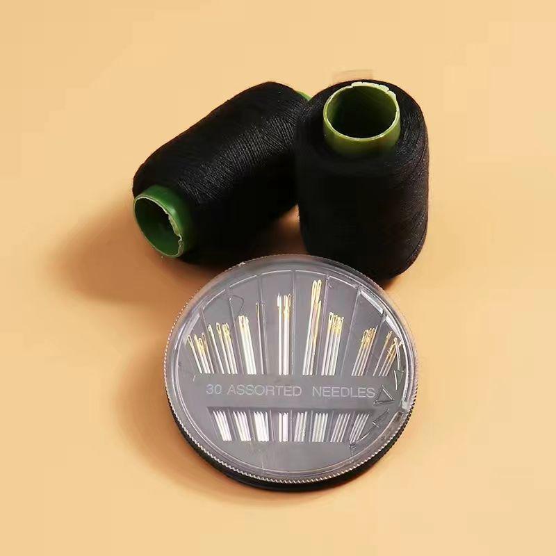 Mending Handmade Needle and Thread Set: White & Black Sewing Threads for Clothes