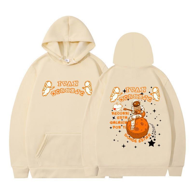 Unisex Hooded Sweatshirt With Astronaut Print Loose Fit Casual Sportswear Men Women Teens