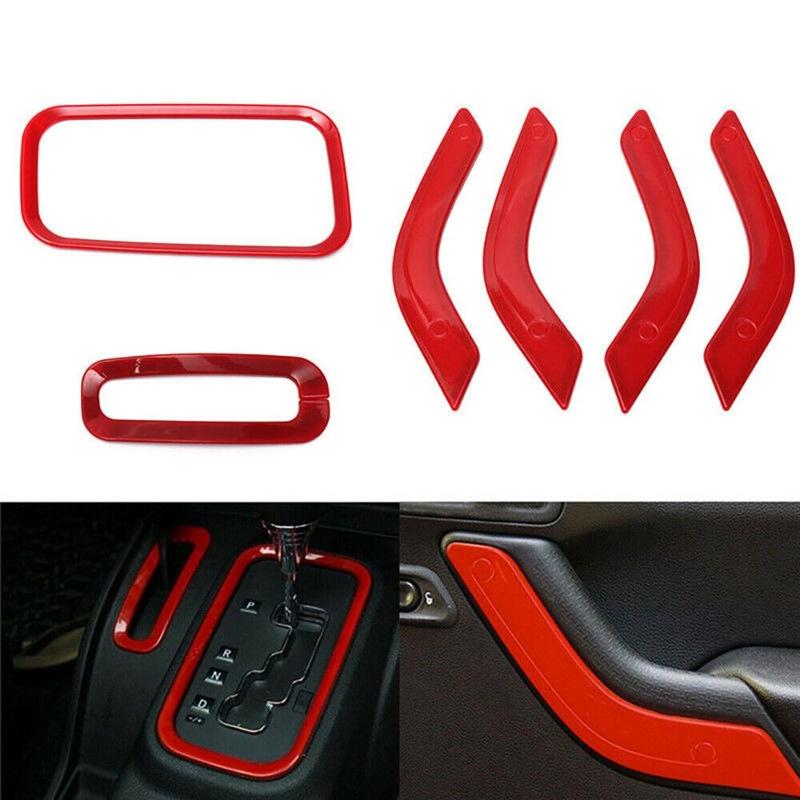 18 st/set Bilinredningstillbehör Dekor Trimskydd Automobil Interiör Stickers För Jeep Wrangler JK JKU 4 Dörrar