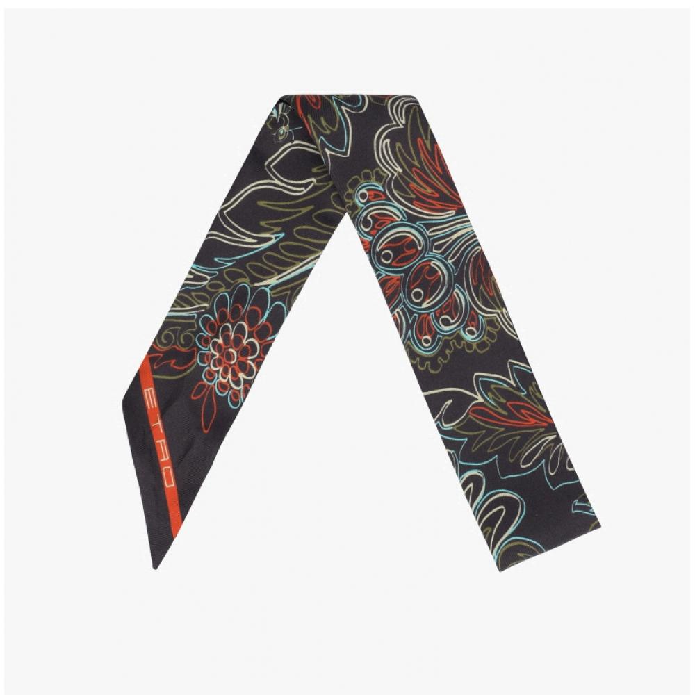 Etro Paisley Skinny Twill Silk Scarf M0019