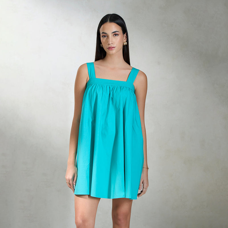 Virgio Women Mini Length Broad Strap Flared Fit Straight Dress