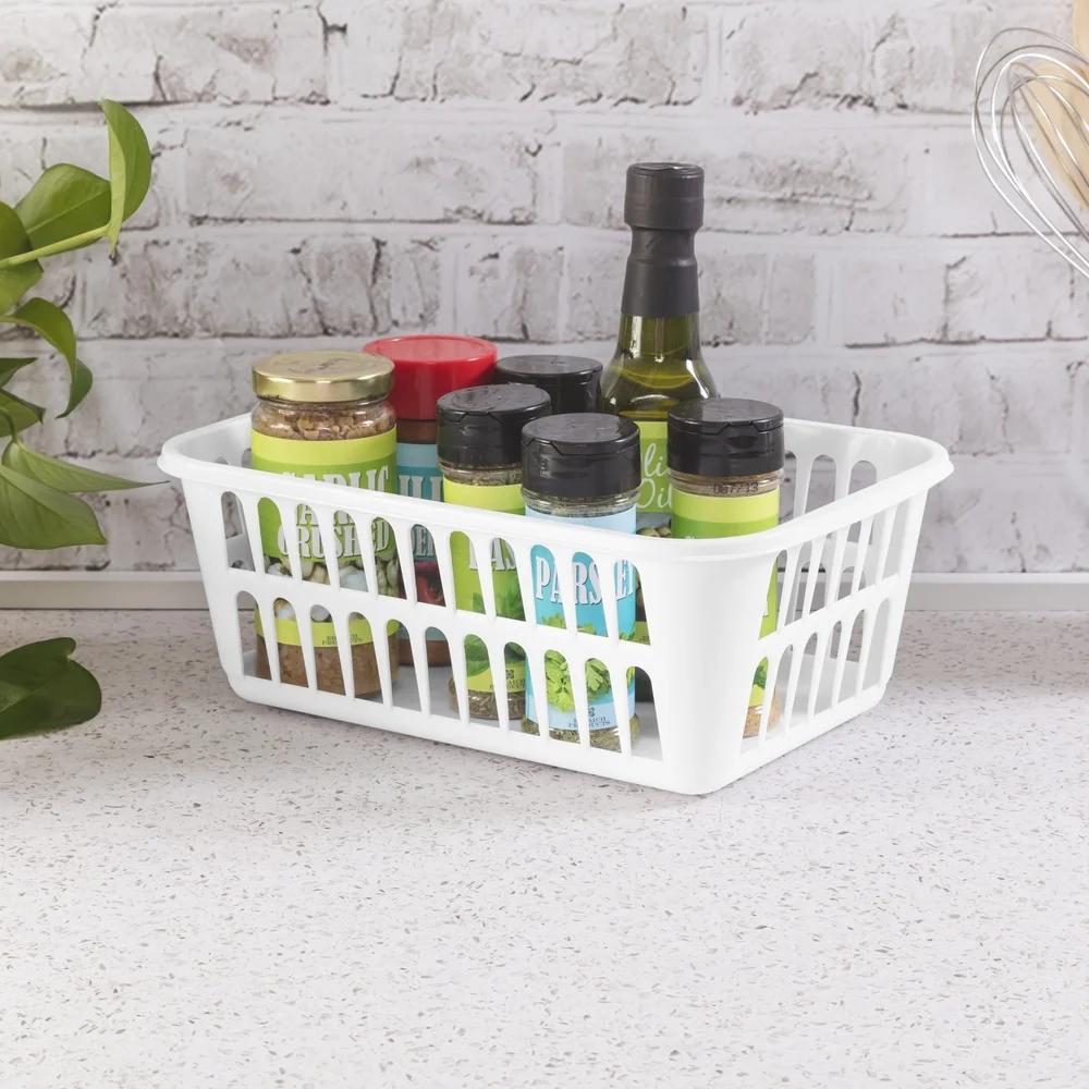 6 Pack Versatile Plastic Storage Baskets Open Bin Ideal Organizing Office Bathroom Kitchen Closet Craft Room Playroom