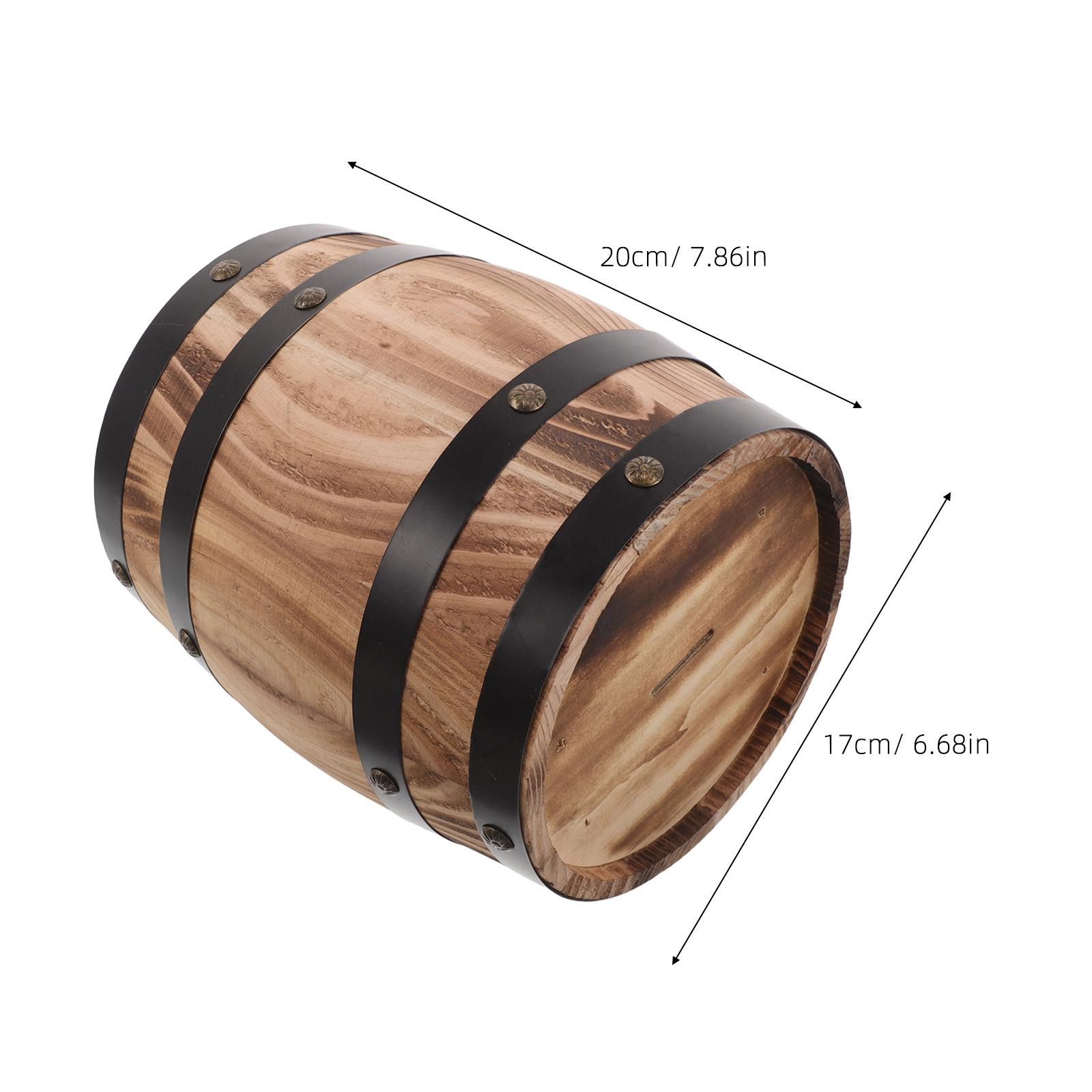 

Retro Oak Piggy Bank Decorative Wooden Large Barrel Coin for Adults Barrel-shaped Money світло-коричневого кольору