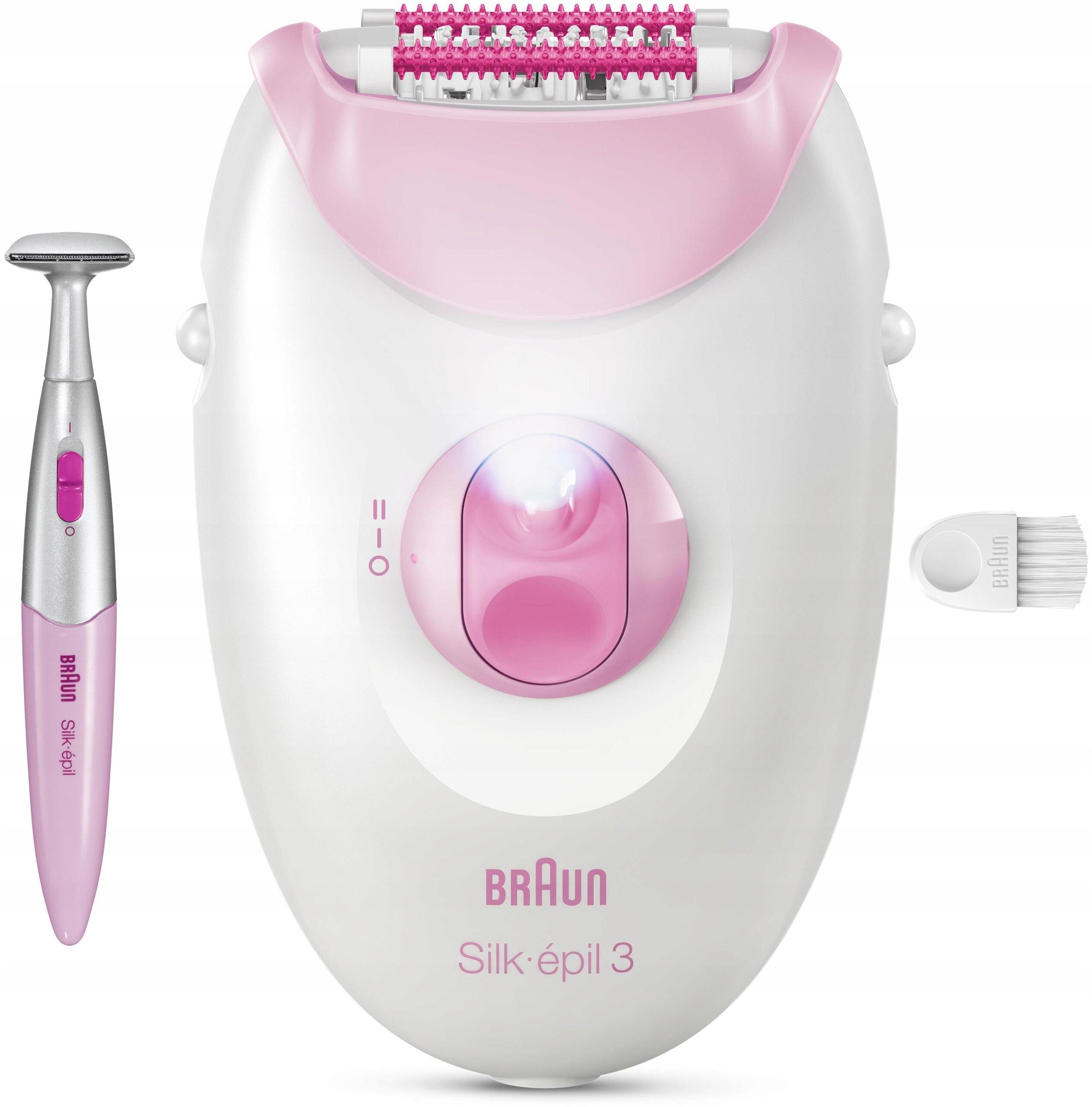 Braun Silk-Epil 3 3-202 Depilator do bikini i nóg Biało-Różowy 1 szt.