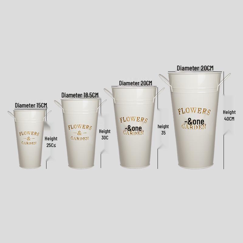 Vaso Secchiello Fioriera Minimalista in Ferro Battuto per Composizioni Fresche o Essiccate, Ideale per Fioreria o Arredo Soggiorno