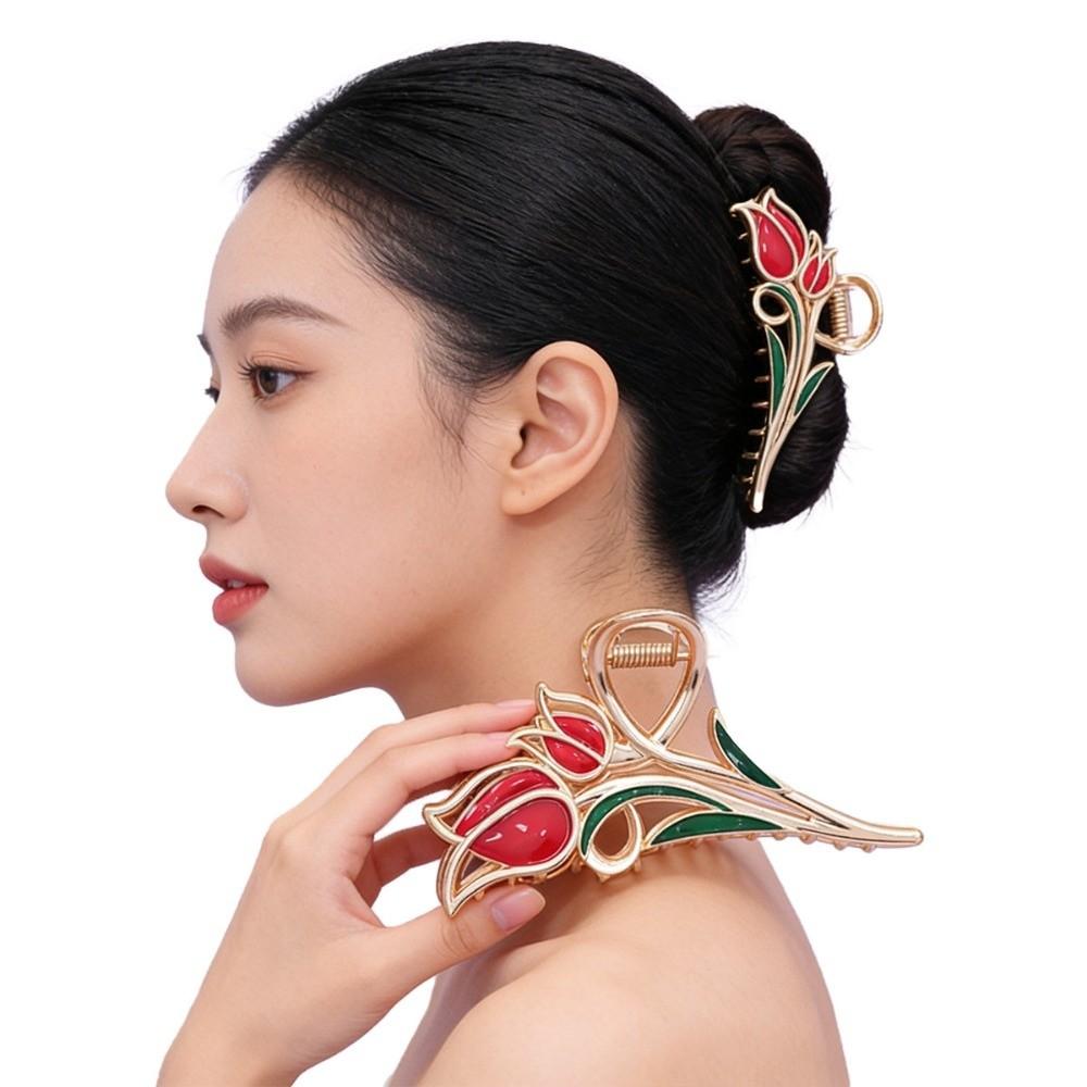 Metal Flower Hair Clips Advanced Hair Grab Fashion High Ponytail Holders  for Women Girls