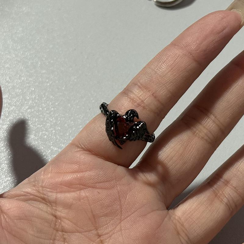 Black Crow Punk Hip Hop Rings Adjustable Opening Fashion Trendy for Women Men Personalized Thorne Niche Gift Ring
