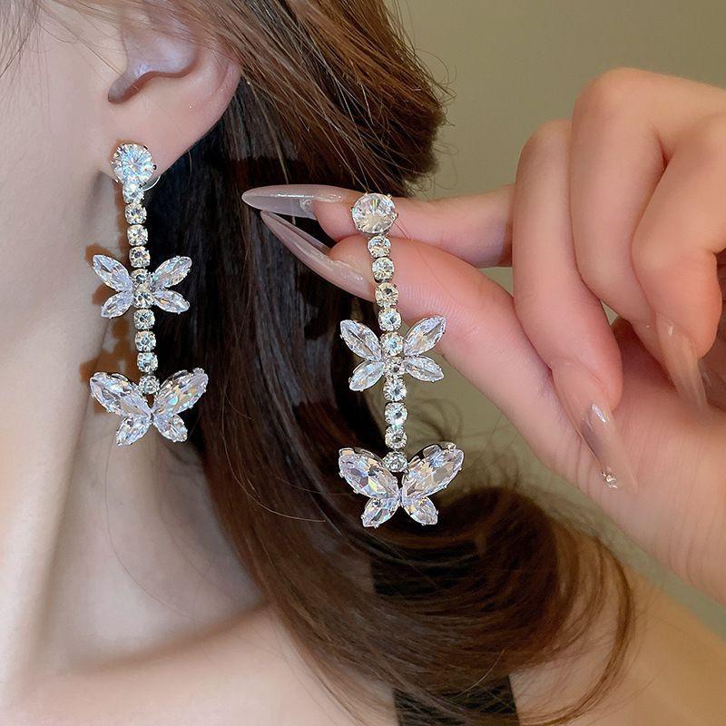Tiger Eye Teardrop Zircon Earrings: Retro Court Style, High-End Luxury Studs for Women