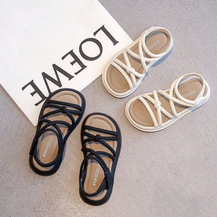 Children's sandals 2025 summer new girls sandals popular girls princess shoes medium and older children soft-soled Roman shoes