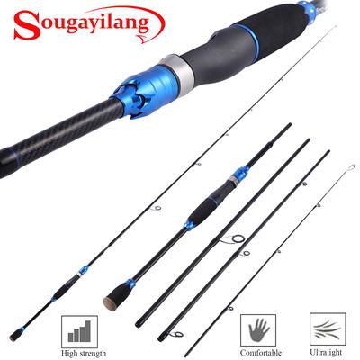 1.8M 2.1M Undiță de pescuit Baitcasting Portable Travel Anti-Slip Fishing Pol 4-Sect with Fiber de carbon
