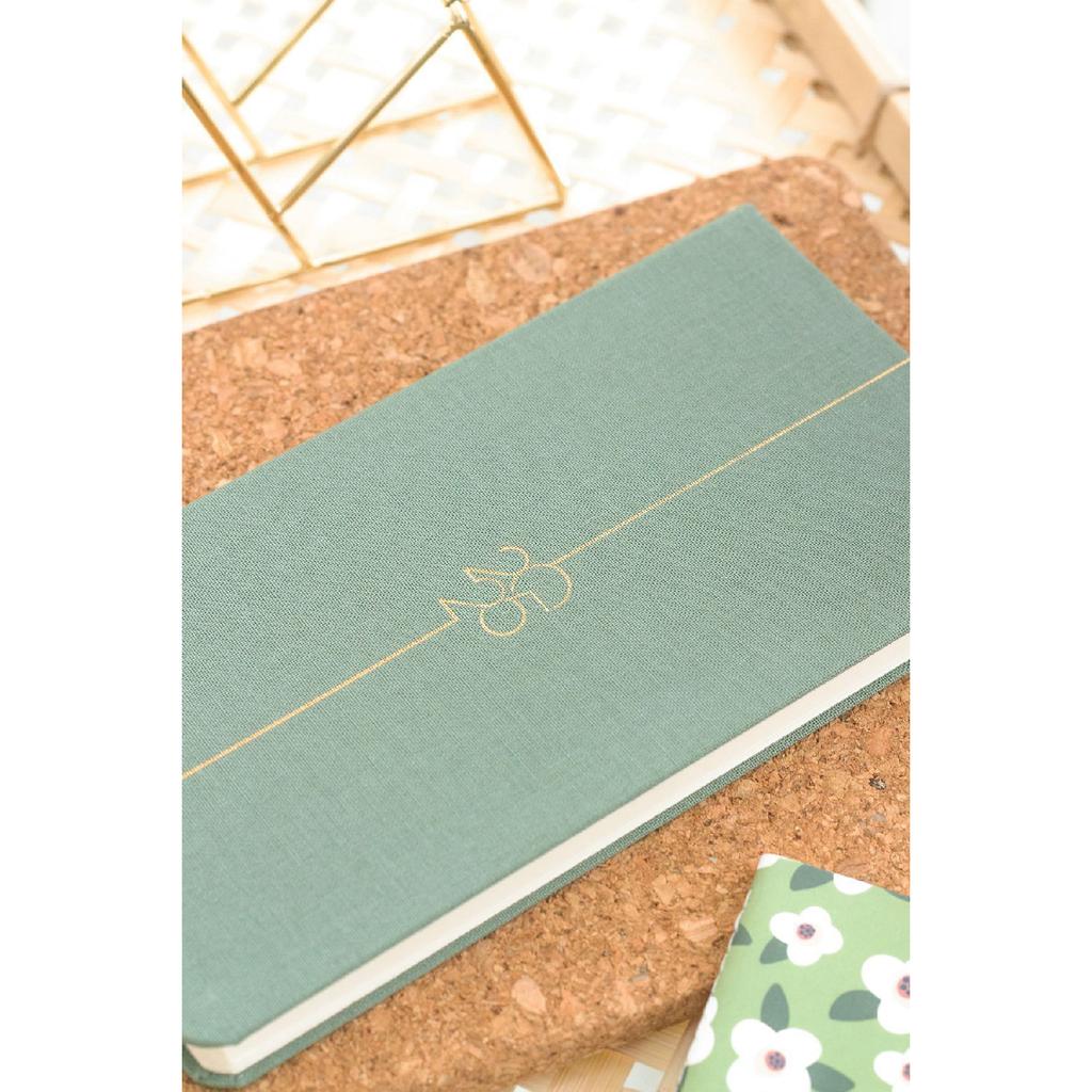 Agenda semanal de bolsillo de lino de 12 meses, color rojo burdeos, 2025