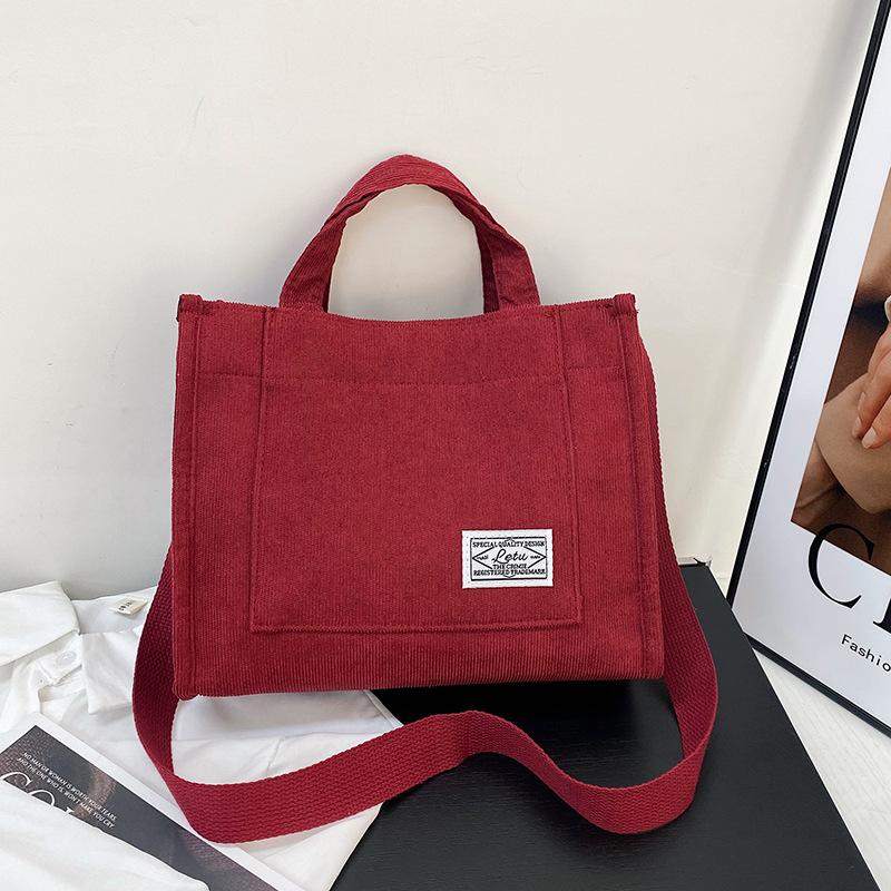 Corduroy Small Square Bag Women's Bag Large Capacity Shoulder Messenger Bag Can Be Printed Logo Handbag