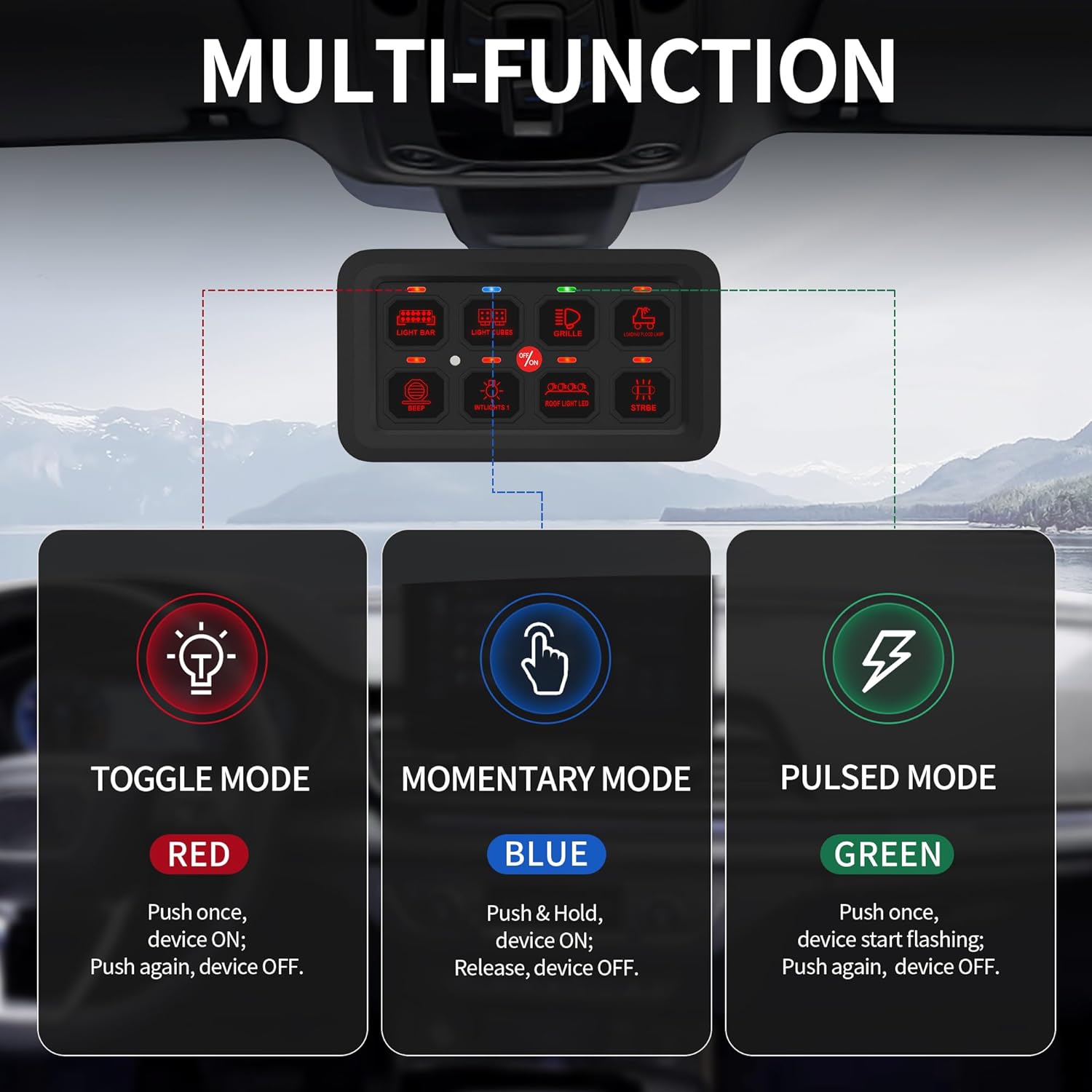 

Панель переключателей DaierTek 8 Gang, панель переключателей со светодиодной подсветкой RGB, многофункциональная, тумблерная/мгновенная/импульсная, сенсорная панель управления