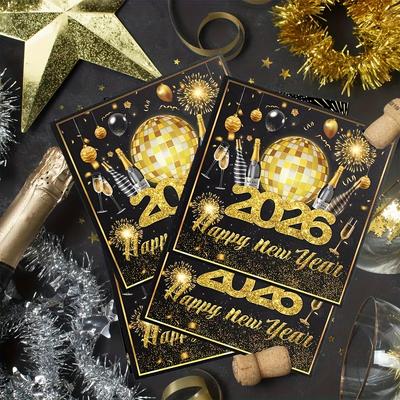 20/60 pièces thème noir et or 2026 Nouvel An Fête de Noël mouchoirs. Les mouchoirs jetables conviennent aux fêtes à thème