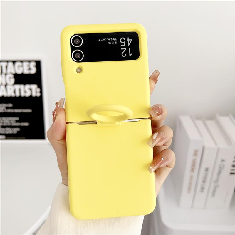 For Samsung Galaxy Z Flip 6 5 4 3 2 1 Case Offical Liquid Silicone Case With Finger Ring Shockproof Cover ForZ Flip 5 Soft Cases