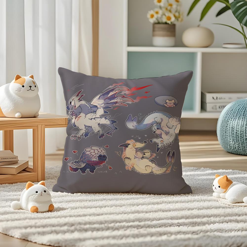 Mmonster Hunter ANIME Pillow Case Silky Elegant Comfort Sofa Bed Invisible Zipper 30x30 cm