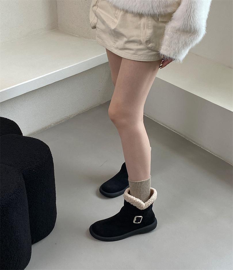 Thick-soled warm fur integrated snow boots winter women's 2025 new velvet thickened non-slip cotton shoes factory
