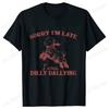 Sorry I'm Late I Was Dilly Dallying T-shirts for Women Funny Sheep Graphic Y2k Tops Summer Short Sleeve Tees Female Clothing