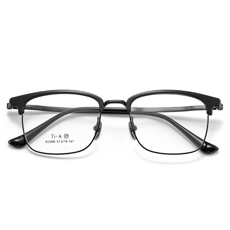 Kemin Men's Titanium Eyebrow Frame: Fashionable, Prescription-Ready Square Design with IP Electroplating - Model 3308.