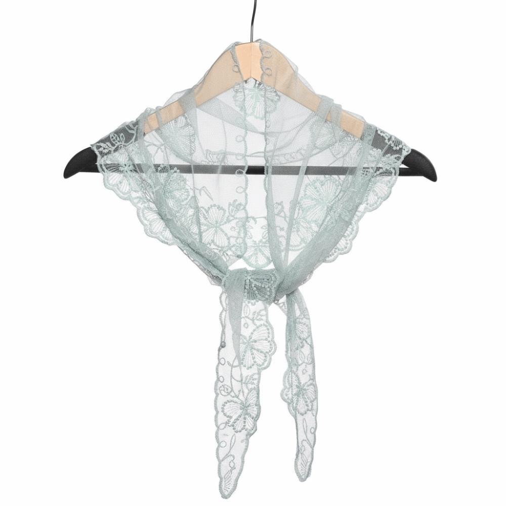 Elegant Embroidered Flower Lace Scarf Breathable Mesh Lightweight Triangle Scarf Silk Scarf Spring