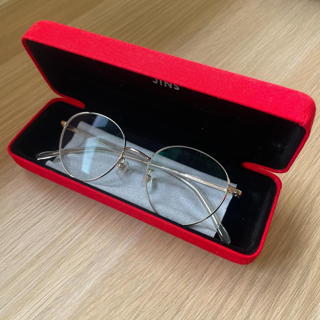 Used [Unused] JINS Date glasses without prescription with red case JINS unisex