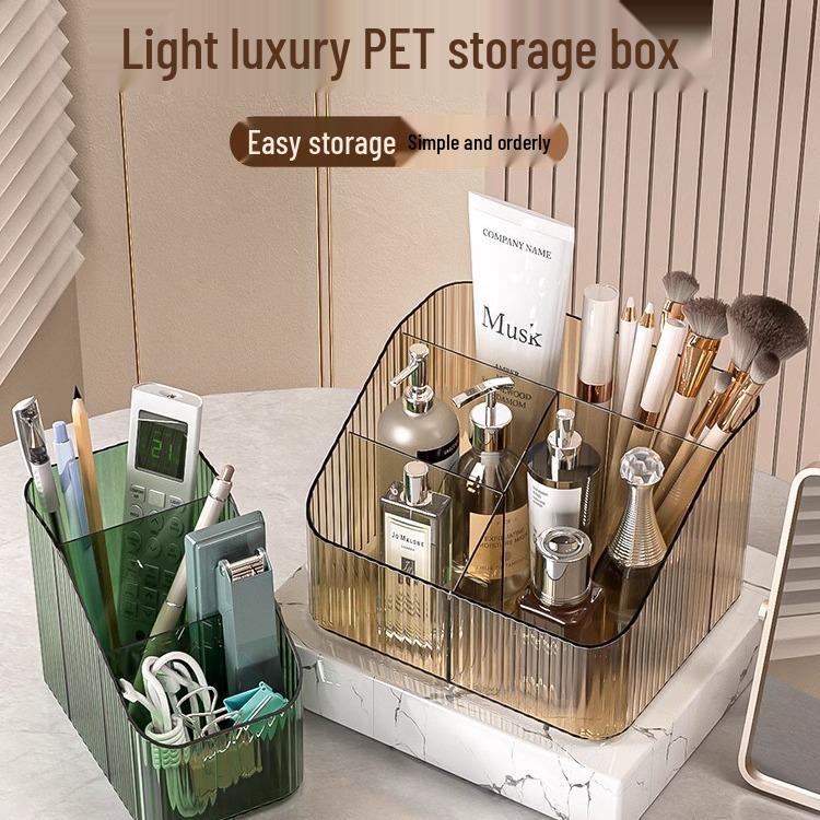 Thick Transparent Makeup Brush & Pen Holder, Divided Storage Box, Lipstick Display Rack