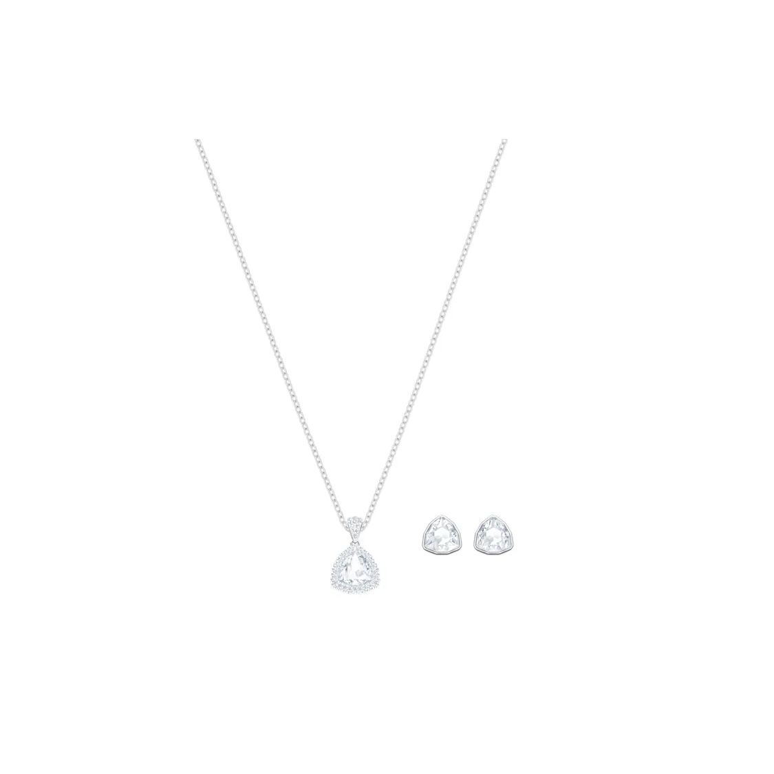 Swarovski Women's Silver Begin Triangle Earrings Necklace Set Jewelry 5528938