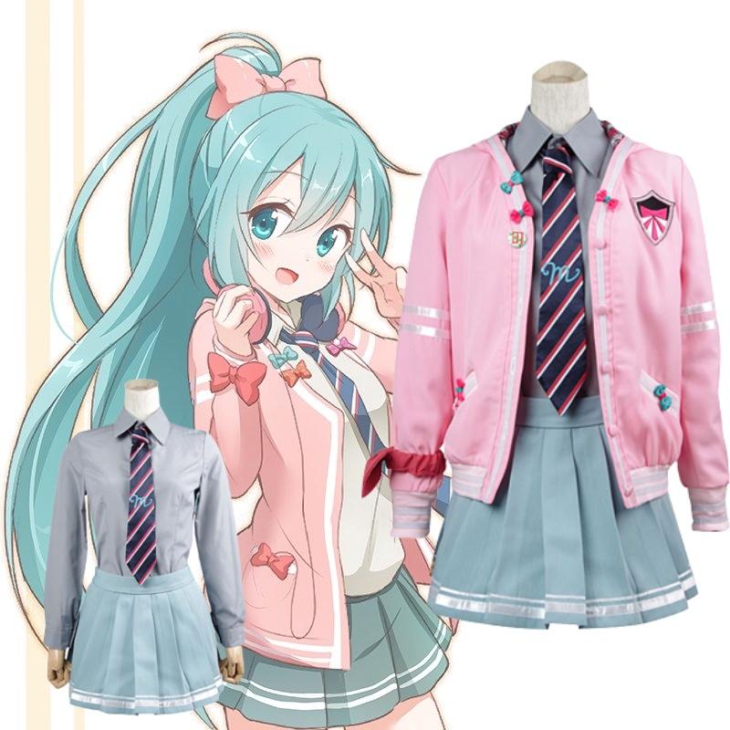 Miku Hatsune Vocaloid Cosplay Costume Set School Jacket Jk Uniform Dress Party