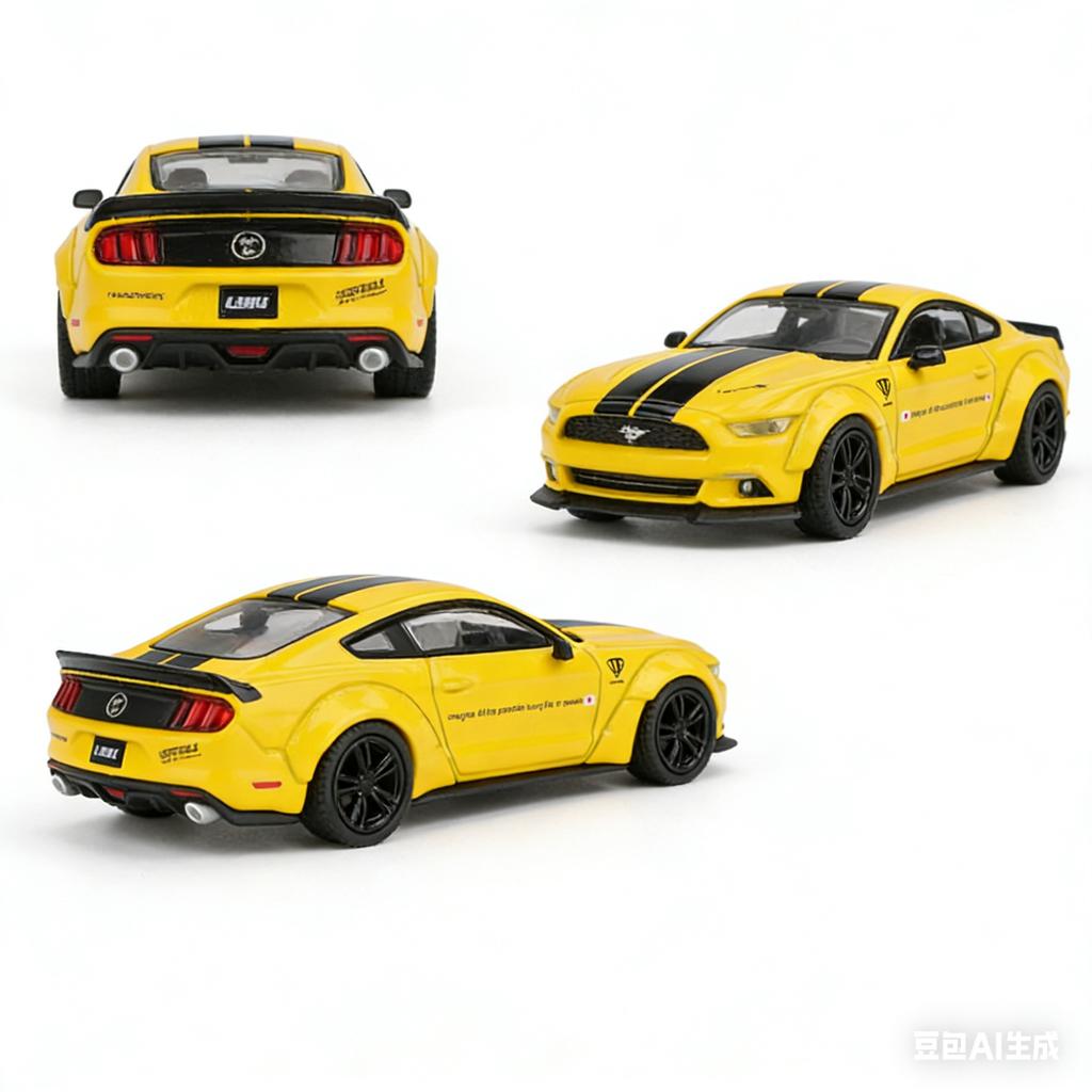 UJM12 MINIGT 1:64 Ford Mustang Shelby Yellow Simulation Alloy Die Casting Car Model Boy Toy Collection Birthday Gift Desktop Ornament