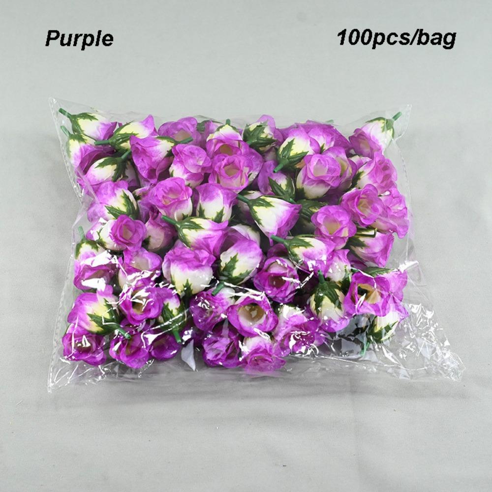 

100PCS/bag 3.5*5cm Artificial Bud Flower Diy Wedding Party Garden Roses Home Decor фіолетовий
