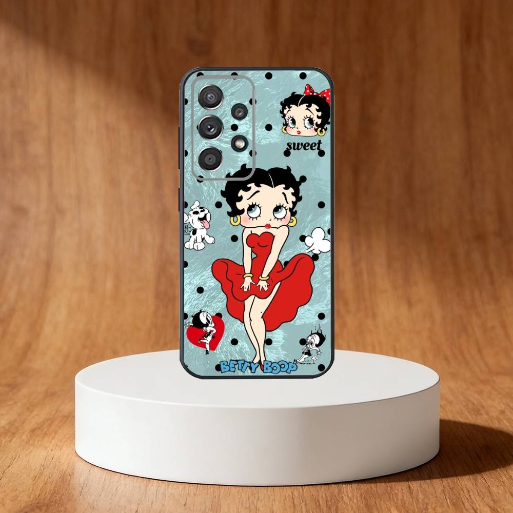 B-Betty Cute B-Boop Phone Case For Samsung S25,S24,S21,S22,S23,S30,Ultra,S20,Plus,Fe,Note,10,9,5G Black Cover