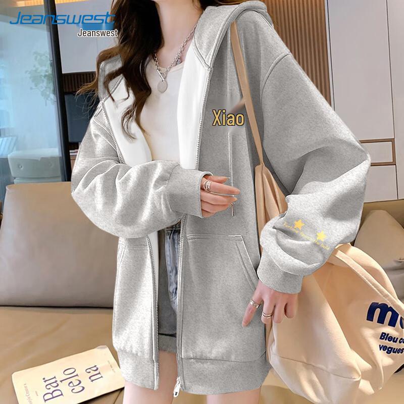 Jeanswest Women's Hooded Zipper Cardigan Sweatshirt